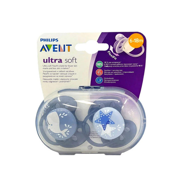 AVENT 2 Ultra Soft Deco Soothers 6-18M