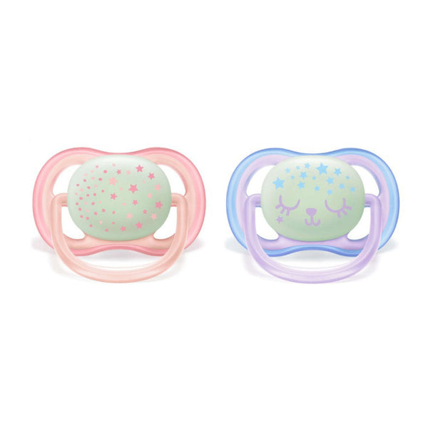 AVENT 2 Ultra Air Night Soothers 0-6m - Girl