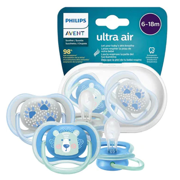 AVENT 2 Ultra Air Soothers Boy 6-18M
