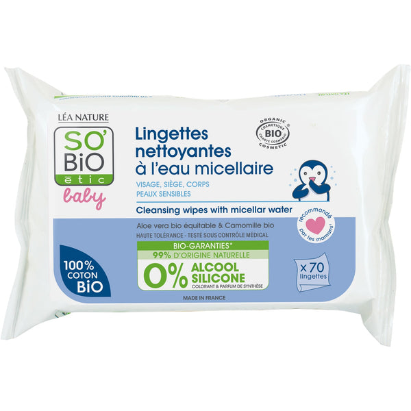 SOBIO Baby Cleansing Wipes With Micellar Water 70Wipes