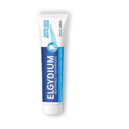 ELGYDIUM Antiplaque Toothpaste 100ml tube for effective plaque control and oral care, not for sale or purchase.