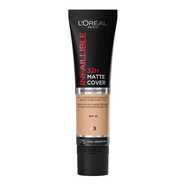 L'OREAL PARIS Infaillible 32H Matte Cover Liquid Foundation, With 4% Niacinamide, Long Lasting, Natural Finish, Spf 25 - 175 Sand