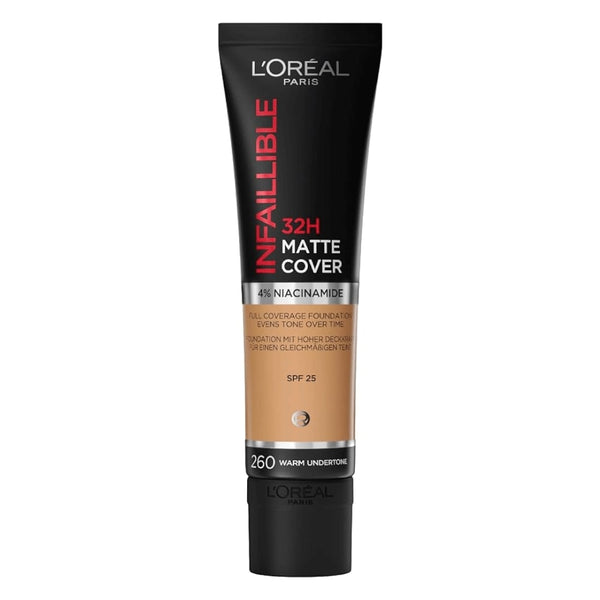 L'OREAL PARIS Infaillible 32H Matte Cover Liquid Foundation, With 4% Niacinamide, Long Lasting, Natural Finish, Spf 25 - 260 Golden Sun