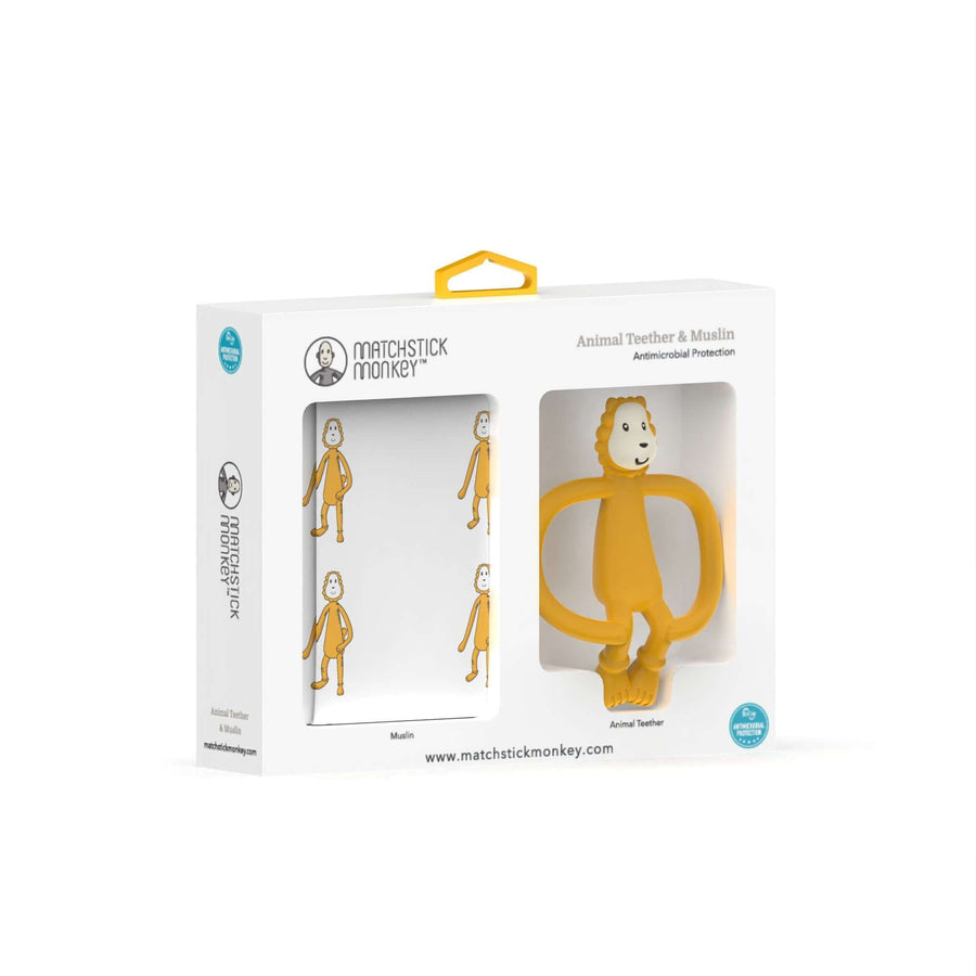 MATCHSTICK MONKEY Animal Teether & Muslin Gift Set