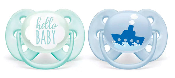 AVENT 2 Ultra Soft Deco Soother 0-6m - Boy