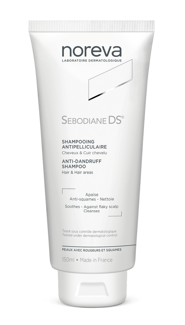 NOREVA Sebodiane DS anti-dandruff shampoo 150ml tube for treating severe dandruff and soothing itchy scalp.