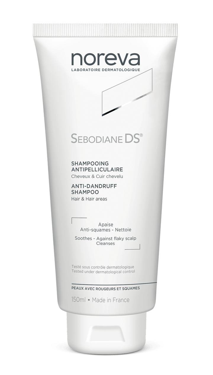 NOREVA Sebodiane DS anti-dandruff shampoo 150ml tube for treating severe dandruff and soothing itchy scalp.