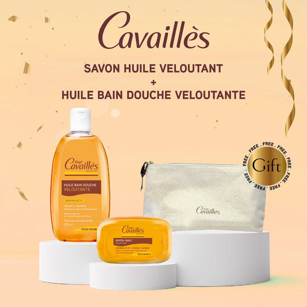 CAVAILLES Savon Huile Veloutant + Huile Bain Douche Veloutante + Trousse Cavailles