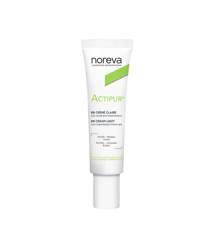 NOREVA Actipur BB CrŠme claire 30ml for acne-prone skin, offering a mattifying finish and even complexion.