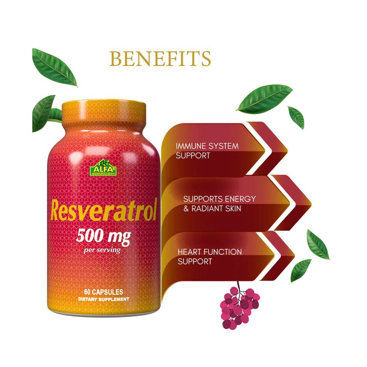 ALFA VITAMINS Resveratrol 500Mg - 60 Capsules