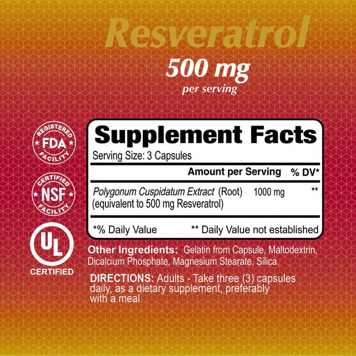 ALFA VITAMINS Resveratrol 500Mg - 60 Capsules