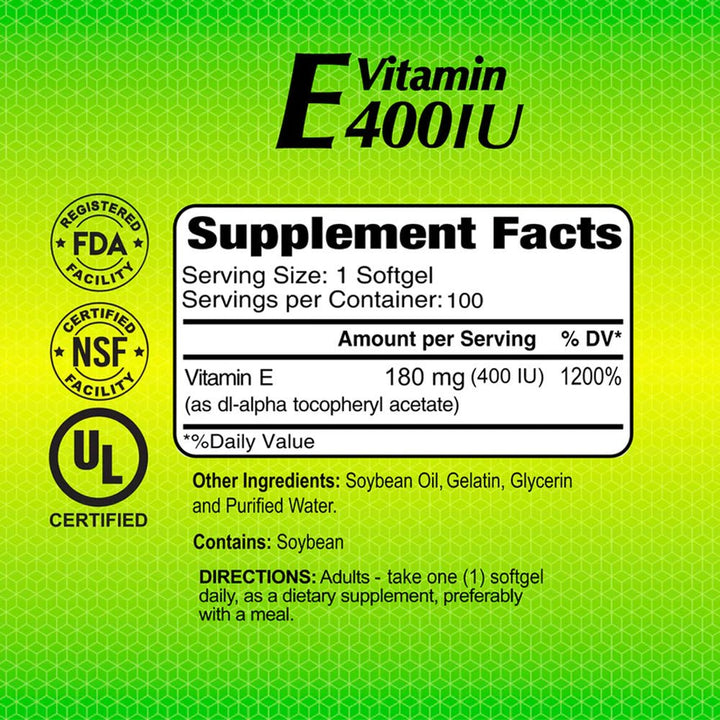 ALFA VITAMINS Vitamin E 400Iu - 100 Softgels