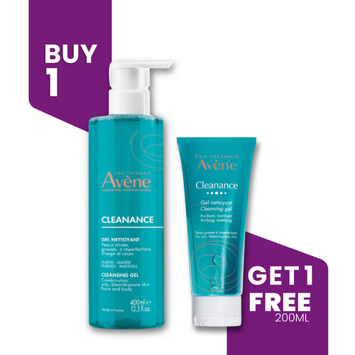 BUY 1 GET 1 - AVENE Cleanance Cleansing Gel 400ml + FREE Cleanance Cleansing Gel 200ml