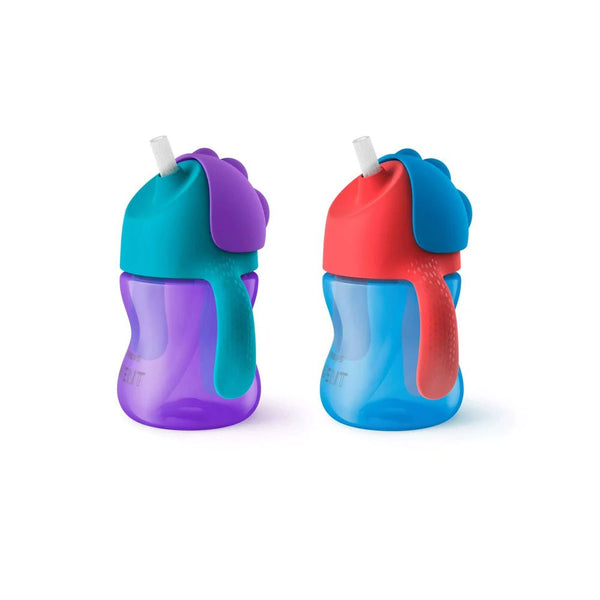 AVENT Bendy Straw Cup 200ml 9m+. Available in Purple - Blue and Blue - Red