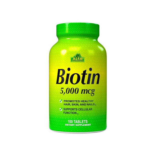 ALFA VITAMINS Biotin 5000 Mcg - 100 Tablets