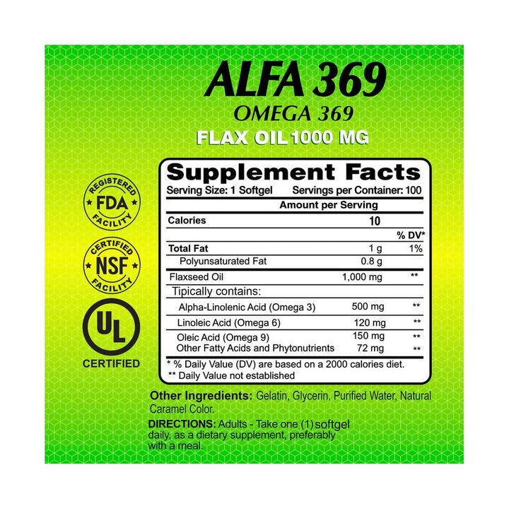 ALFA VITAMINS Alfa 369 Flax Oil 1000Mg - 60 Softgels