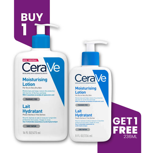 BUY 1 GET 1 - CERAVE  Moisturizing Lotion 473ml + FREE Moisturizing Lotion 236ml