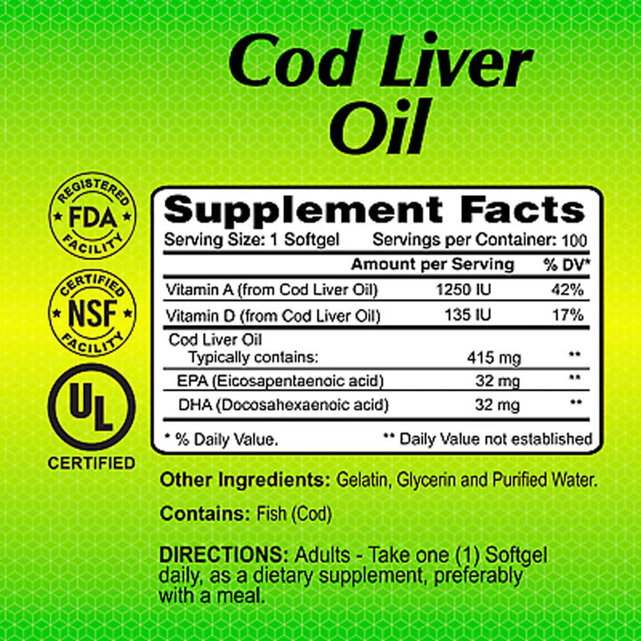 ALFA VITAMINS Cod Liver Oil - 100 Softgels