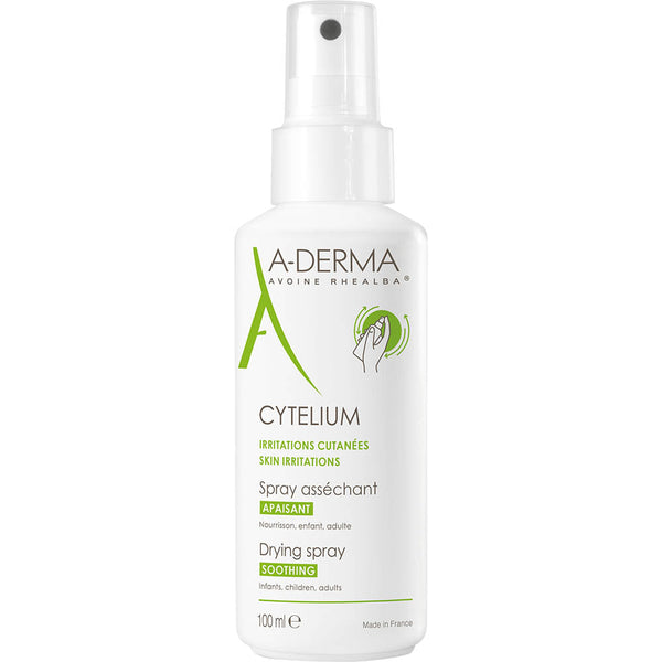 A-DERMA Cytelium soothing drying spray 100ML bottle for skin irritations and soothing care for adults and children.