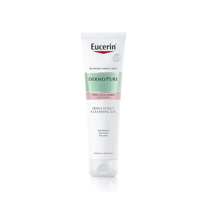 Eucerin DermoPure Triple Effect Cleansing Gel for blemish-prone skin, 150ML, reduces marks and excess oil.