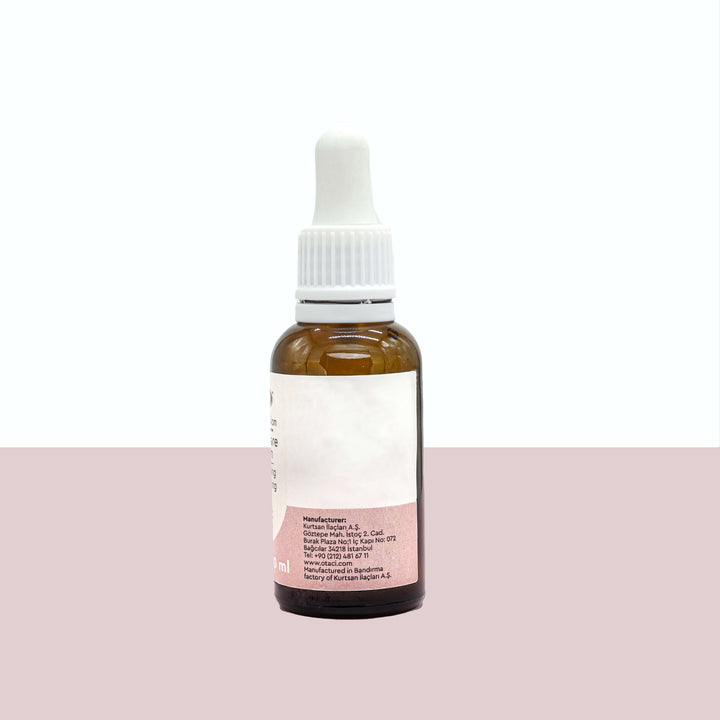 Otaci Rose Passion Face Care Serum bottle showing the label and dropper, designed for lasting hydration and skin nourishment.