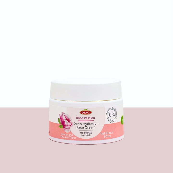 OTACI Rose Passion Deep Hydration Face Cream 50ML jar for normal and dry skin types, enriched with Olive Oil and Shea Butter.