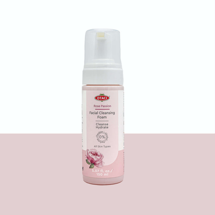 OTACI Rose Passion Facial Cleansing Foam 150ML with natural rose oil and aloe vera for all skin types.