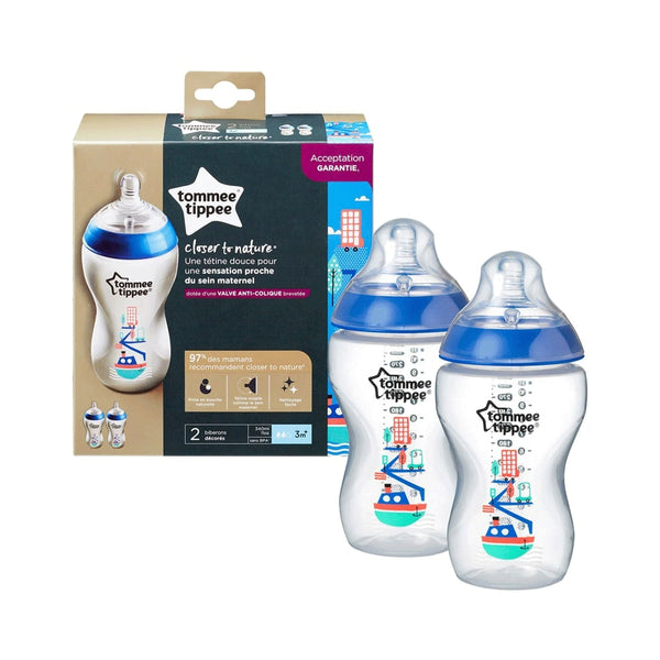 Tommee Tippee Closer To Nature Bottle 3M+ 340ML  Pack of 2 Blue