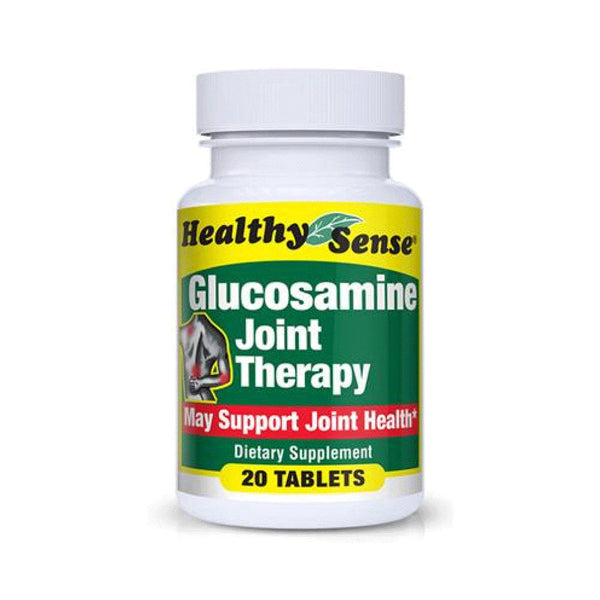 Healthy Sense Glucosamine Joint Therapy 20 Tablets bottle, dietary supplement promoting joint health support.