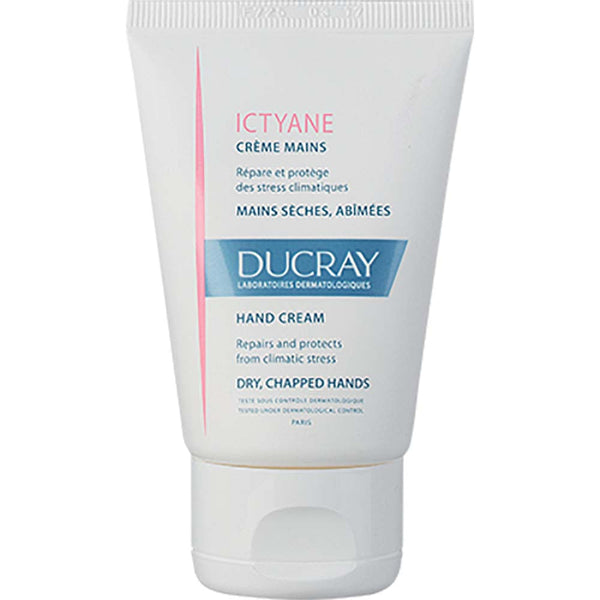 DUCRAY Ictyane Hand Cream 50ML tube for dry, chapped hands, protects against climatic stress, not for sale.