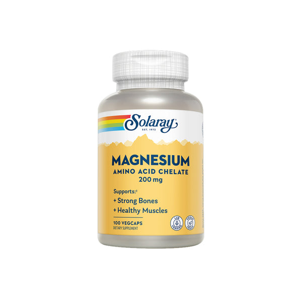 SOLARAY Magnesium 200mg  Full Range Amino Acid Chelate in an Herb Base