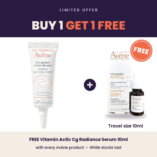 Buy 1 Get 1 Free: AVENE Soothing Eye Contour Cream + FREE Avène Vitamin Activ Cg Radiance Serum 10ml travel size