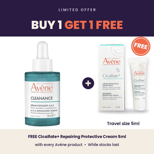 Buy 1 Get 1 Free: AVENE Cleanance Exfoliating AHA Serum 30ML + FREE Avène Vitamin Activ Cg Radiance Serum 10ml travel size