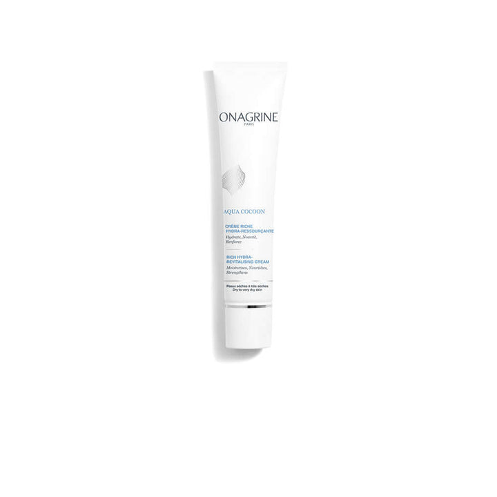 ONAGRINE Aqua Cocoon CrŠme Riche Hydra-Ressourcante 40ML tube for dry skin moisture and revitalization.