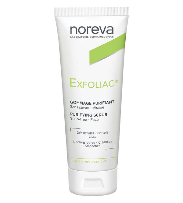 NOREVA Exfoliac Gommage Purifiant scrub tube for blemish-prone skin, 50ML, purifying and exfoliating action.