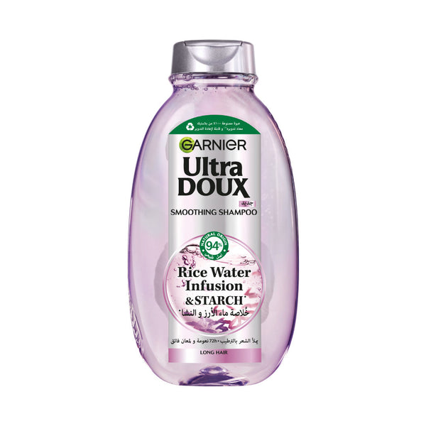 GARNIER Ultra Doux Rice Water Infusion & Starch Shampoo, for Long Hair, Smooth and Shine - 400ml