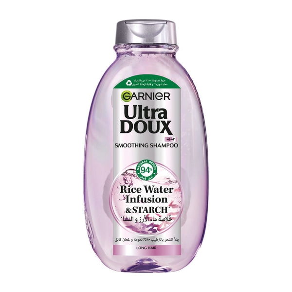 GARNIER Ultra Doux Rice Water Infusion & Starch Shampoo, for Long Hair, Smooth and Shine - 600ml