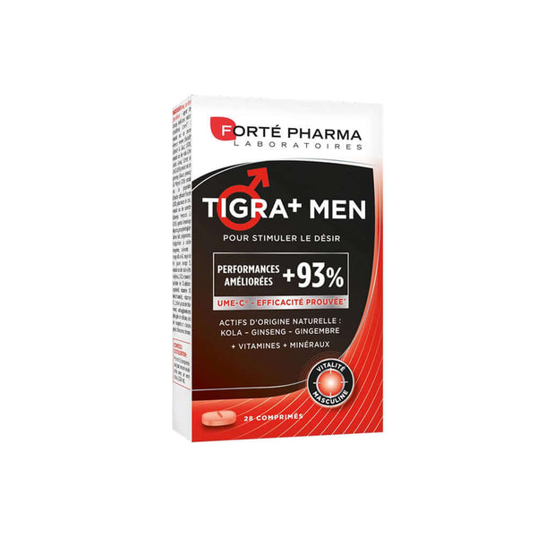 FORTE PHARMA Tigra+ for Men 28 tablets pack, enhances libido and sexual performance with natural ingredients and vitamins.