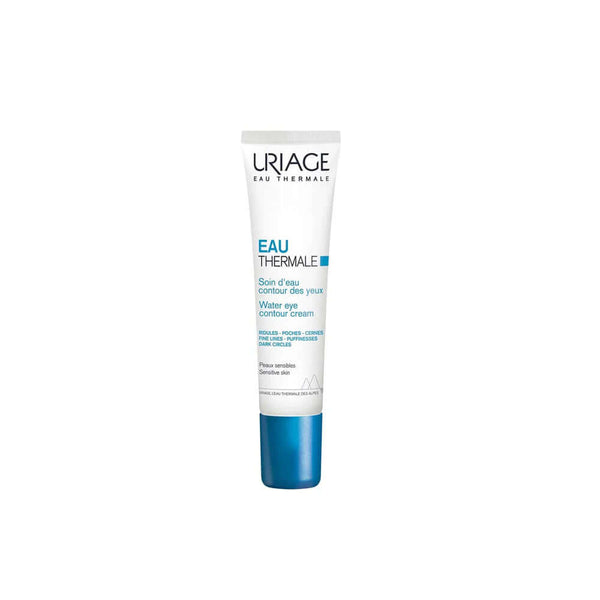 URIAGE Eau Thermale Water Eye Contour Cream 15ml tube for hydration and reducing fine lines and dark circles.