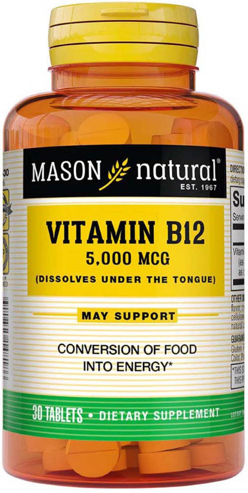 MASON Vitamin B12 5000 Mcg Sublingual (Raspberry Flavor) - 30 Tablets