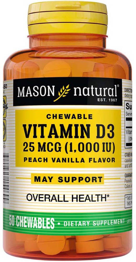 MASON Vitamin D 1000 - 50 Chewable (Peach-Vanilla Flavor)