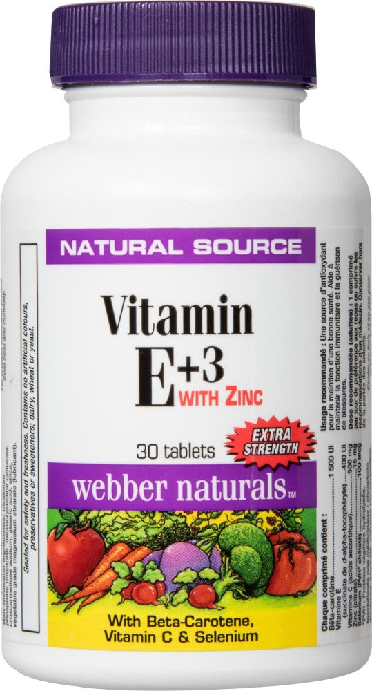 WEBBER NATURALS Vitamin E+3 With Zinc - 30 Tablets