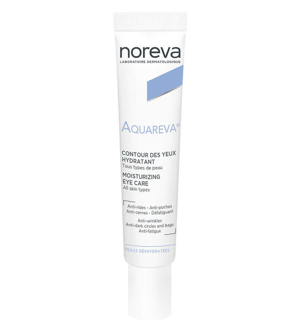 Noreva Aquareva Moisturizing Eye Care 15ml for dark circles, puffiness, and crow's feet reduction. All skin types.